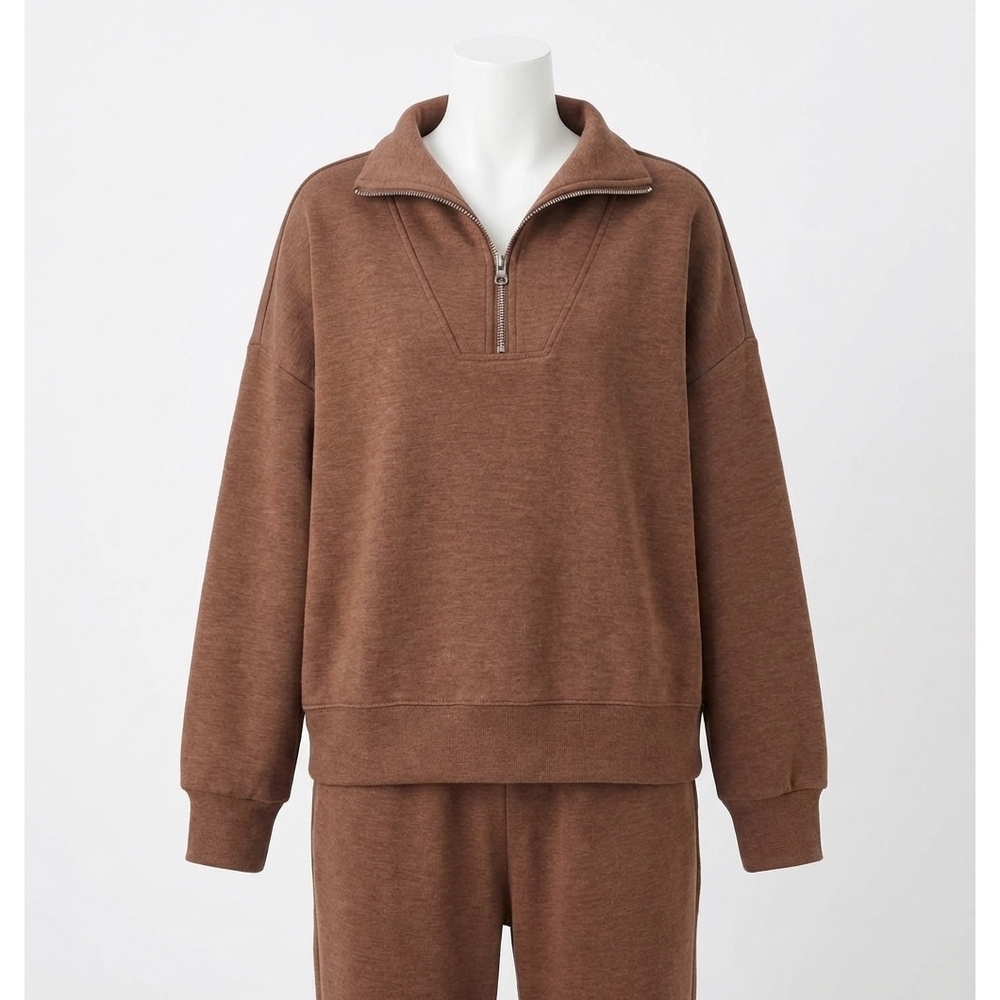 NEW VARLEY hawley half zip sweatshirt in golden bronze marl